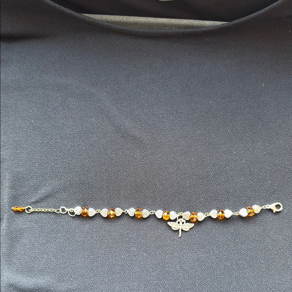 Elegant Silver and Brown Beaded Bracelet